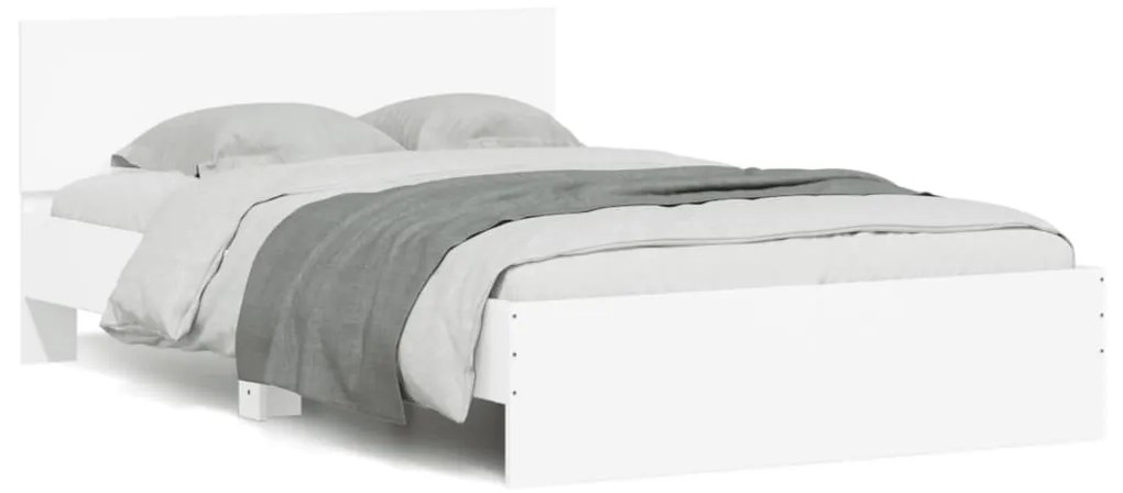 Estrutura de cama com cabeceira e luzes LED 135x190 cm branco