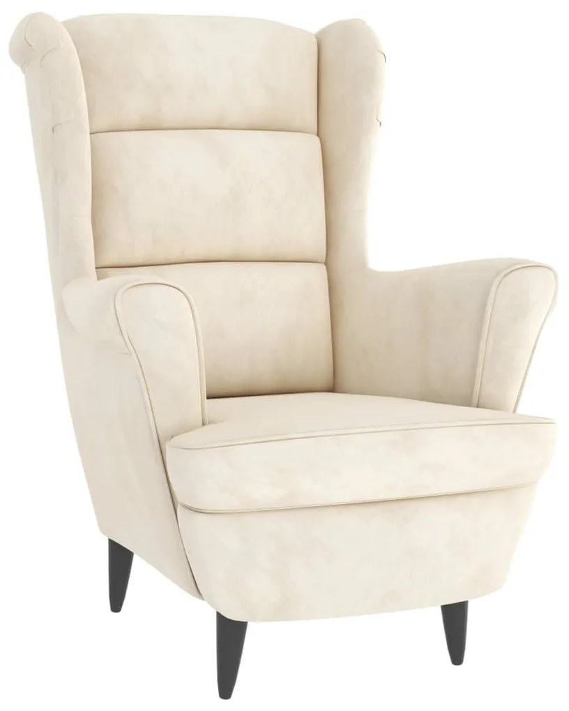 Poltrona de descanso com banco veludo cor creme