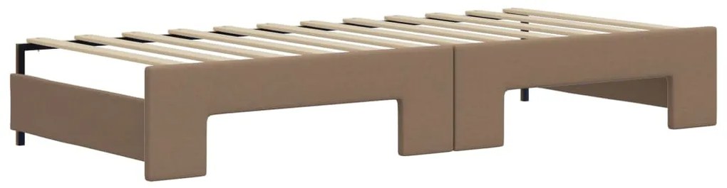 Sofá-cama com gavetão e colchões 90x200cm artificial cappuccino