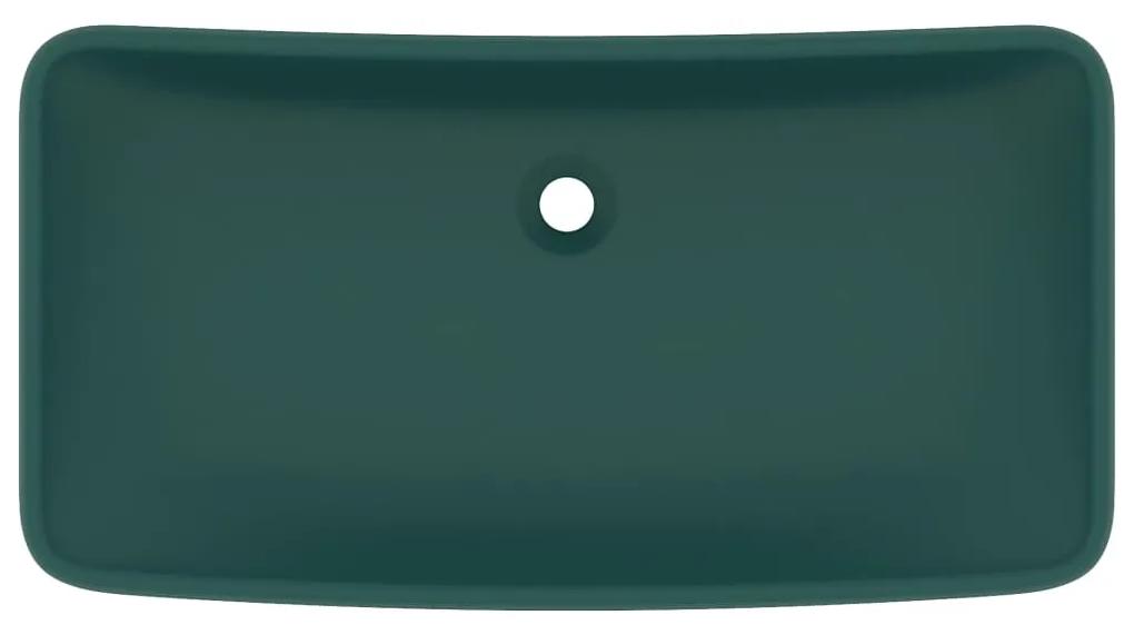Lavatório luxuoso retangular 71x38cm cerâmica verde-escuro mate