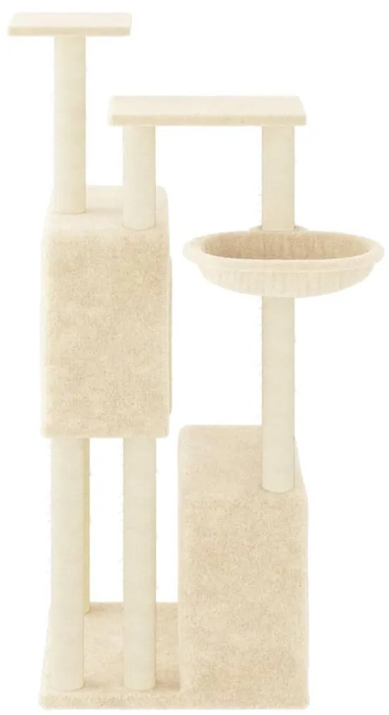 Árvore para gatos c/ postes arranhadores sisal 122 cm cor creme