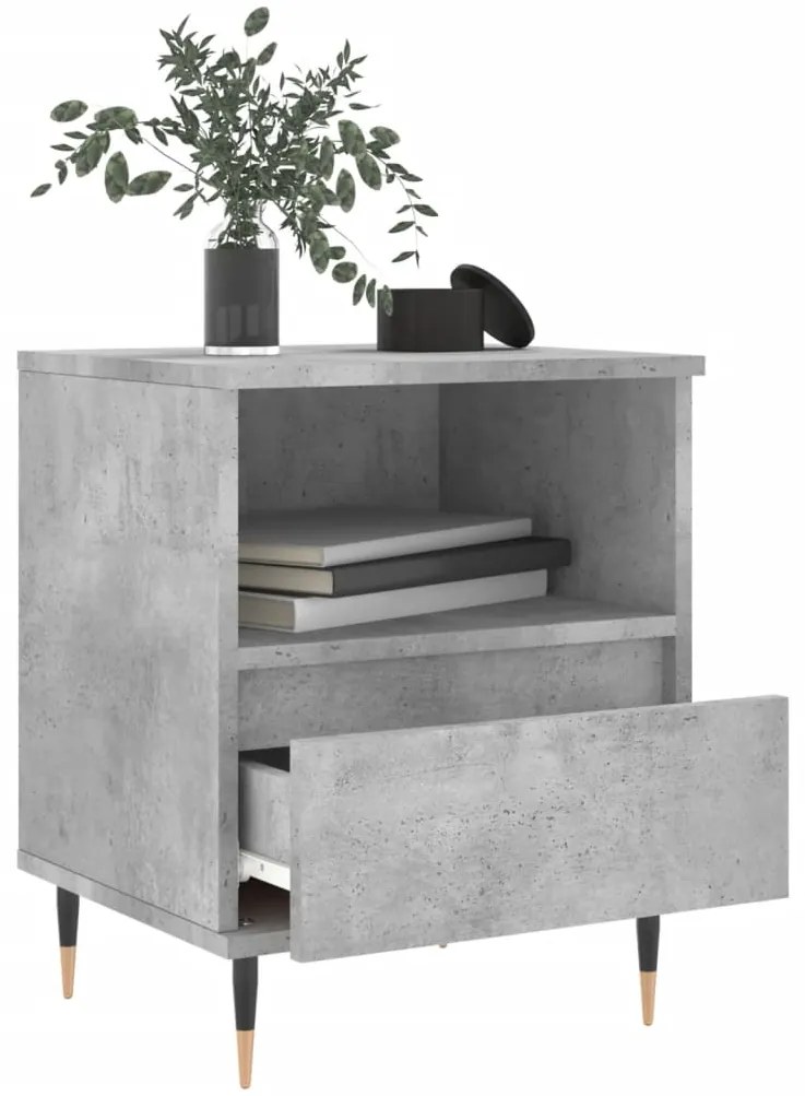 Mesa de cabeceira 40x35x50cm derivados madeira cinzento cimento
