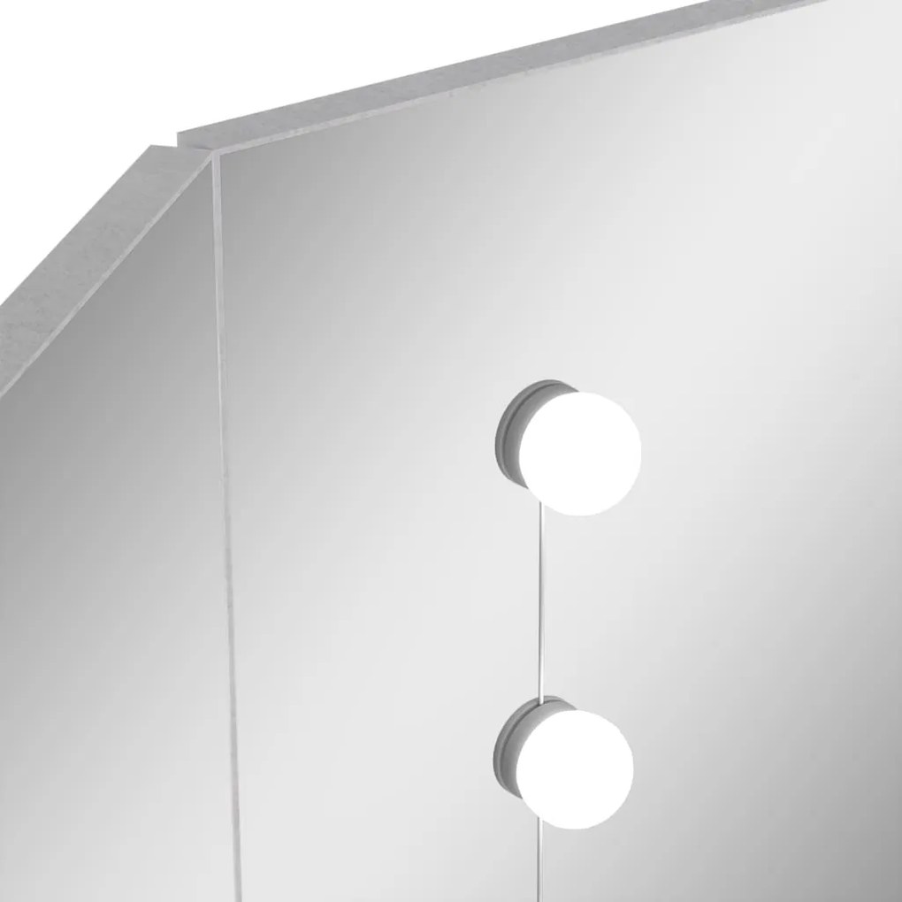 Toucador de canto com LED 111x54x141,5 cm cinzento cimento