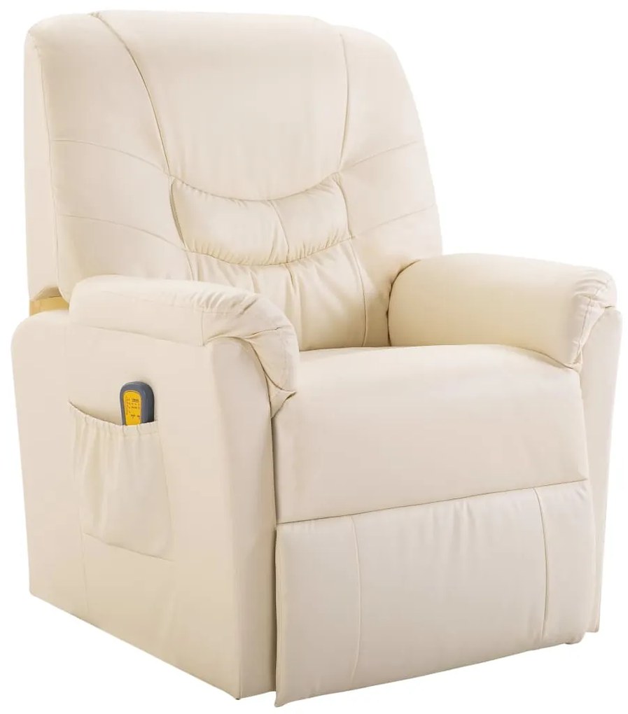 vidaXL Cadeira de massagens couro artificial creme