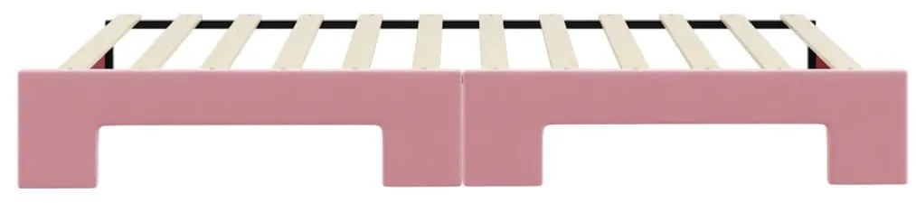 Sofá-cama com gavetão 100x200 cm veludo rosa