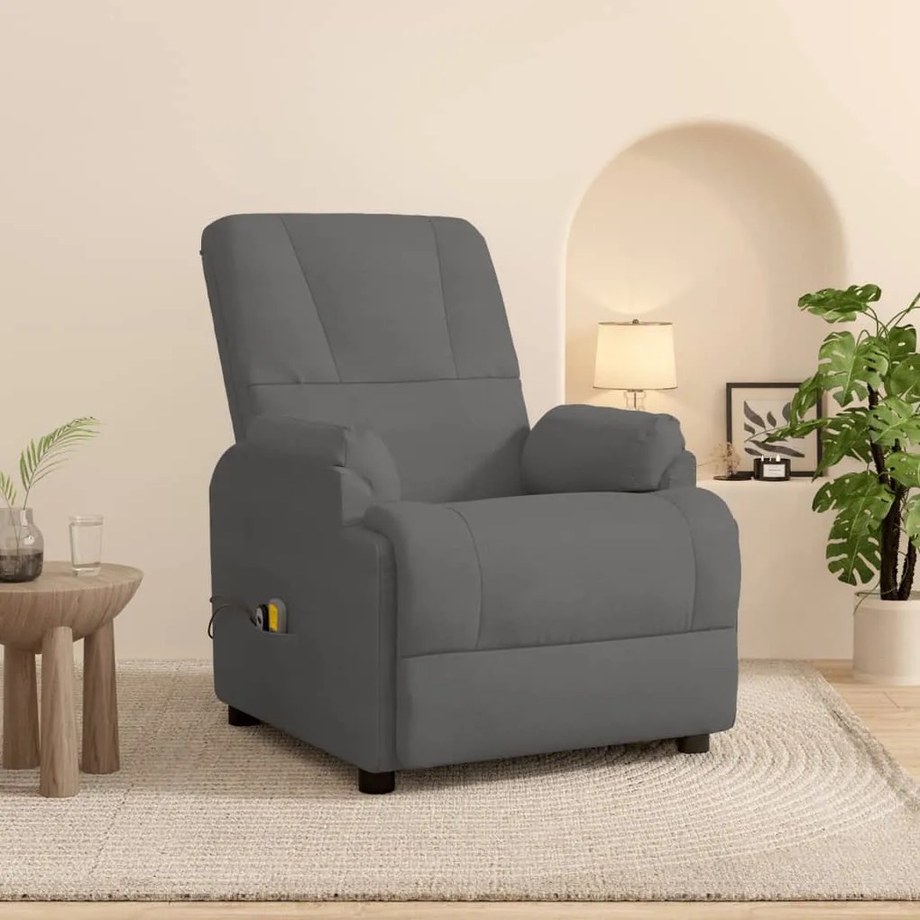 vidaXL Poltrona massagens elevatória camurça artificial cinza-escuro