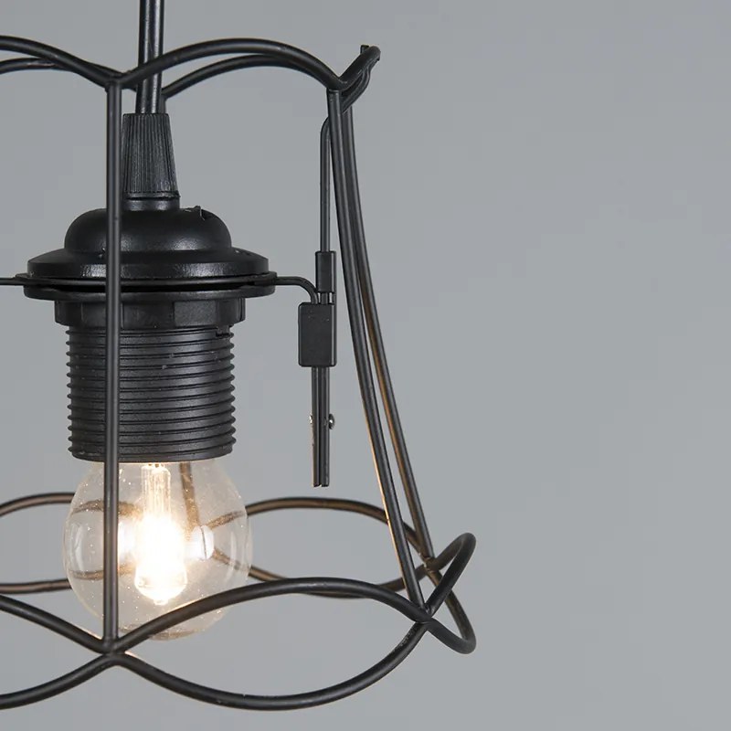 Candeeiro de suspensão retro preto 15 cm - Granny Frame Retro