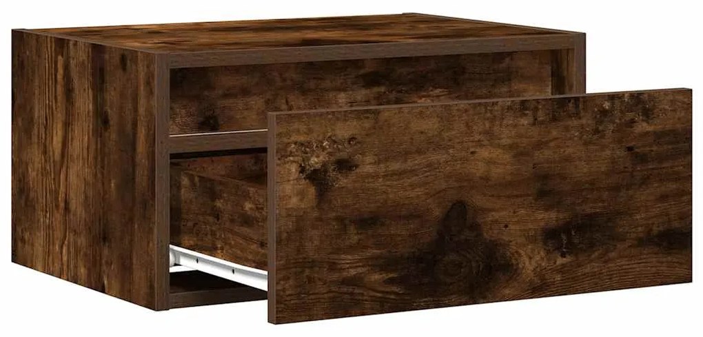 Mesa de cabeceira de parede com luzes LED carvalho fumado