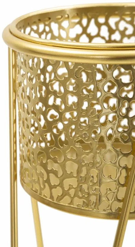 CONJUNTO DE 2 PORTA-VASOS GLOD DOURADO 21X20X46-18X18X32 CM (PLANTAS NÃO INCLUIDAS)