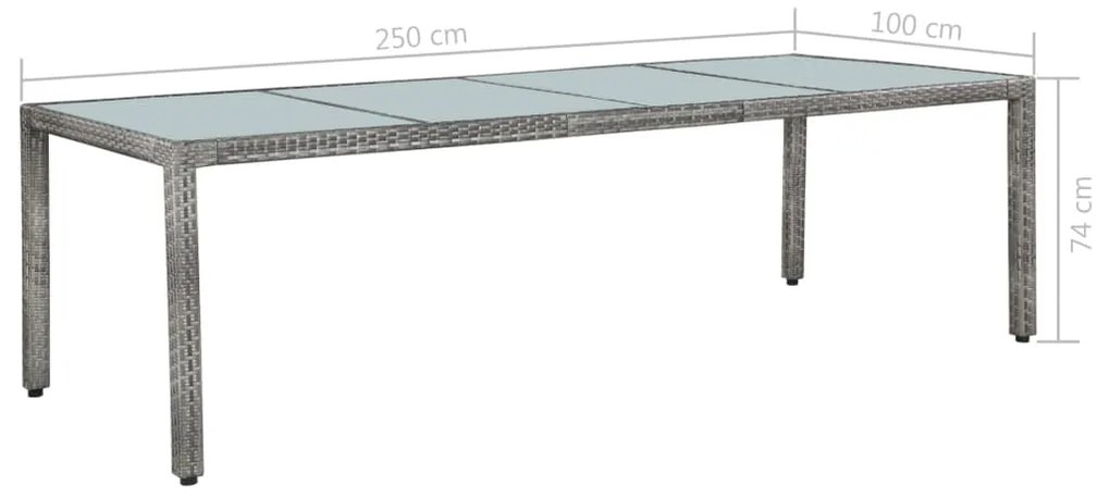 11 pcs conjunto jantar exterior c/ almofadões vime PE cinzento