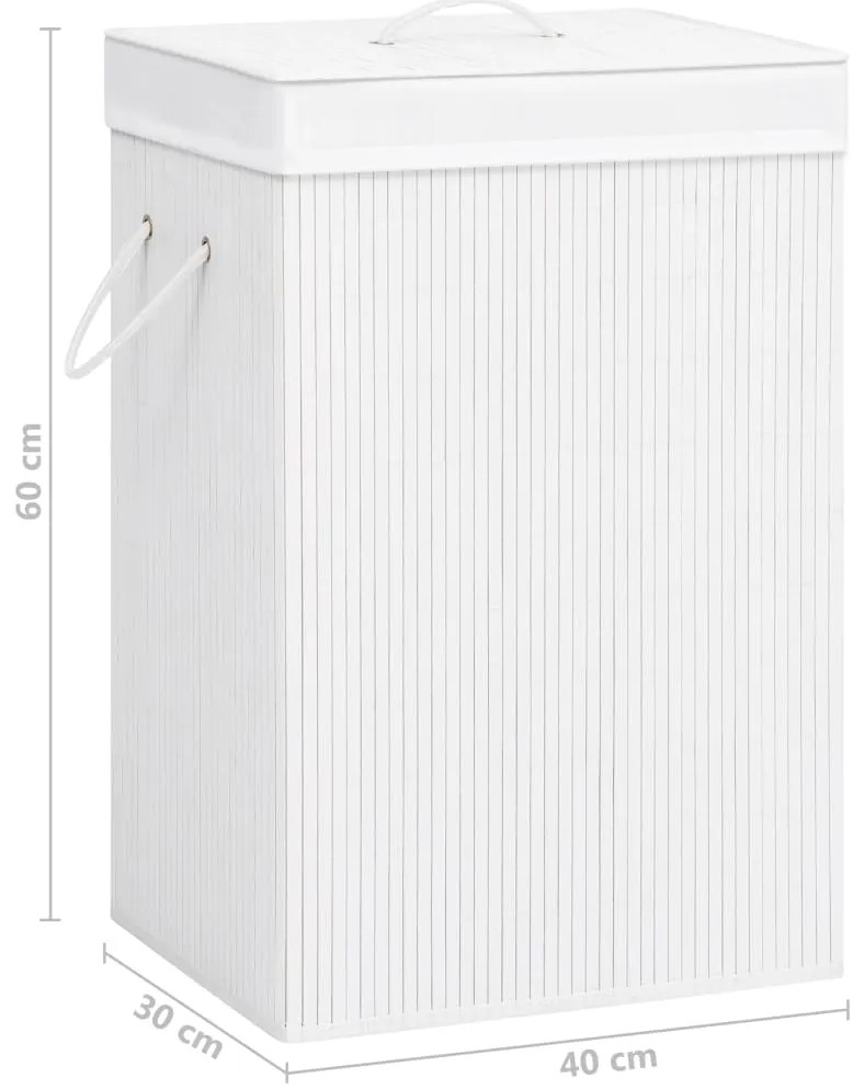 Cesto para roupa suja c/ 2 secções 72 L bambu branco