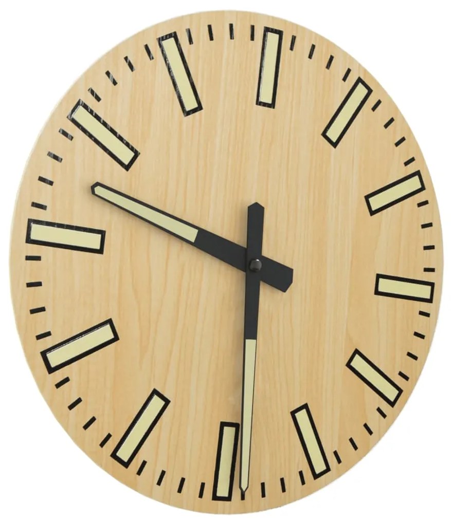 Relógio parede c/ marcações/ponteiros luminosos Ø30 cm amarelo