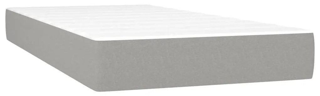 Cama box spring c/ colchão e LED 120x190 cm tecido cinza-claro
