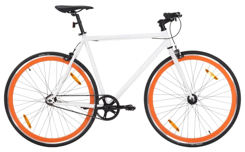 Bicicleta de mudanças fixas 700c 59 cm branco e laranja