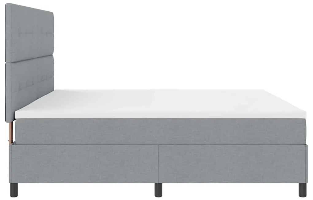 Cama Box com Colchão Cinza Claro 200x200 cm Tecido