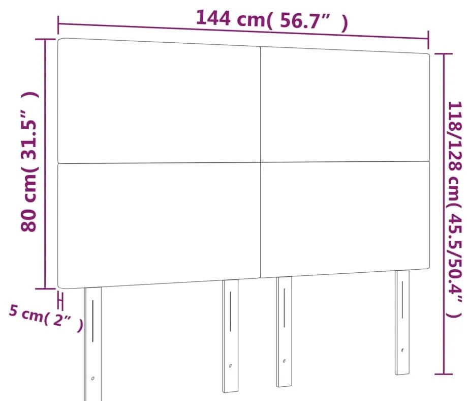 Cabeceira cama c/ LED tecido 144x5x118/128 cm cinza-acastanhado
