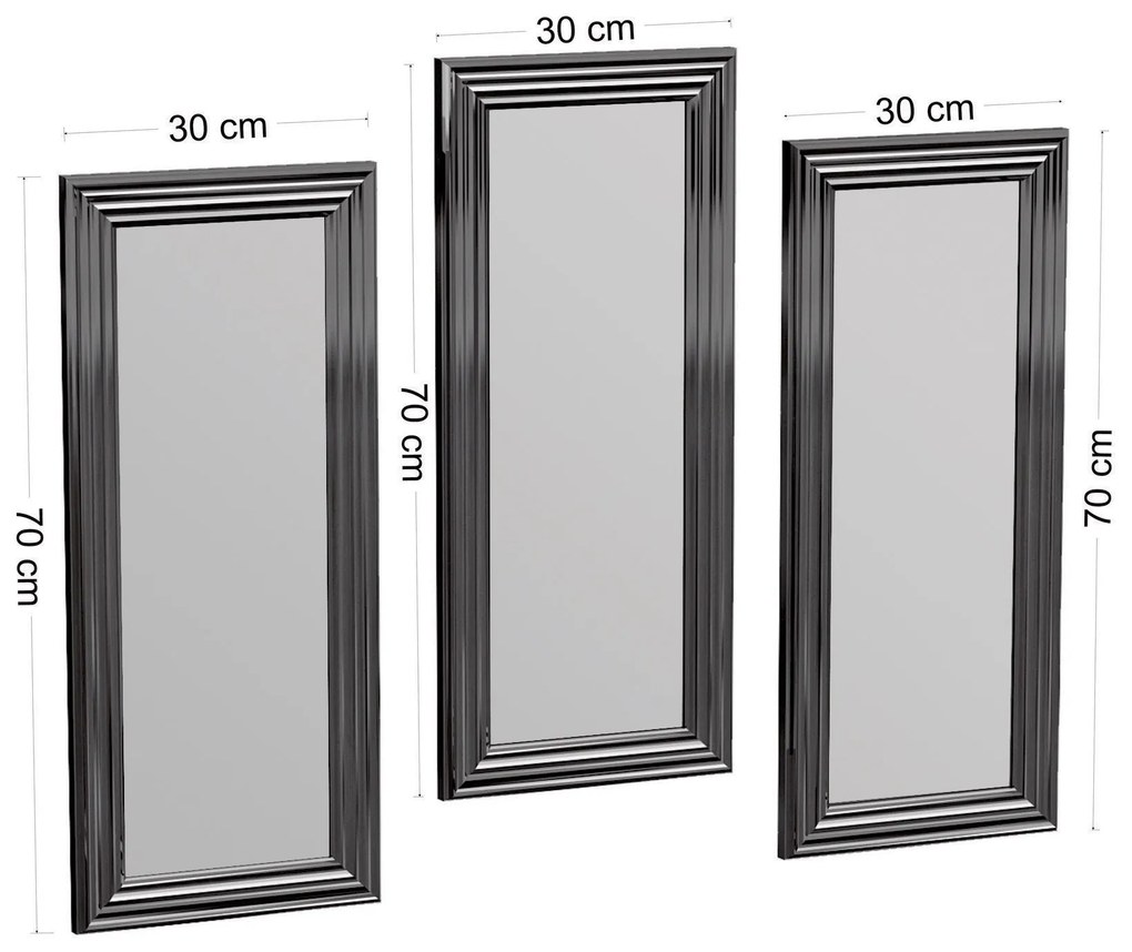 Conjunto de Espelhos Lavia – Prateado – 30x70x3 cm