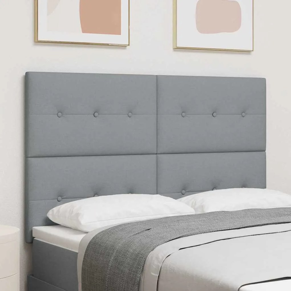 vidaXL Cabeceira LED com cabeceira Cinzento-claro 144 cm Poliéster