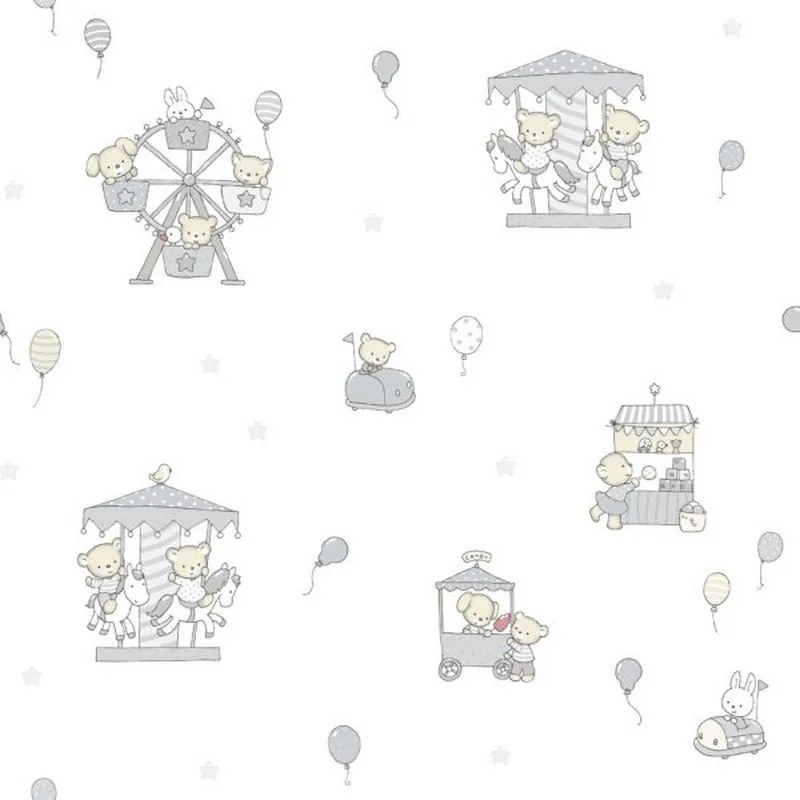 Papel Infantil LULLABY 220-3 Carousel gris amarillo