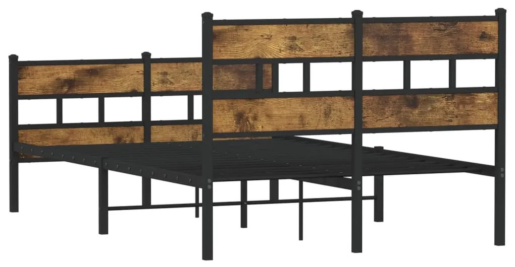 Estrutura de cama sem colchão 120x200 cm metal carvalho fumado