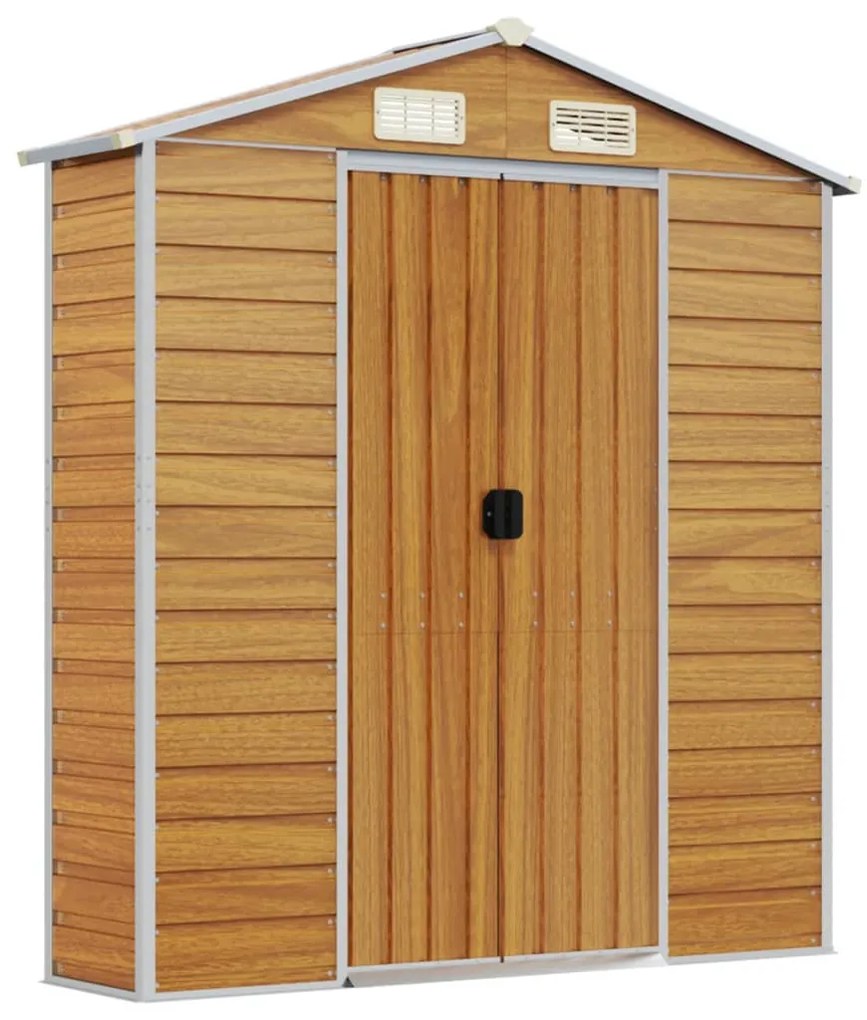 Abrigo de jardim 191x130x198 cm aço galvanizado castanho-claro
