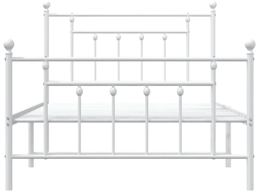 Estrutura de cama com cabeceira e pés 100x200 cm metal branco