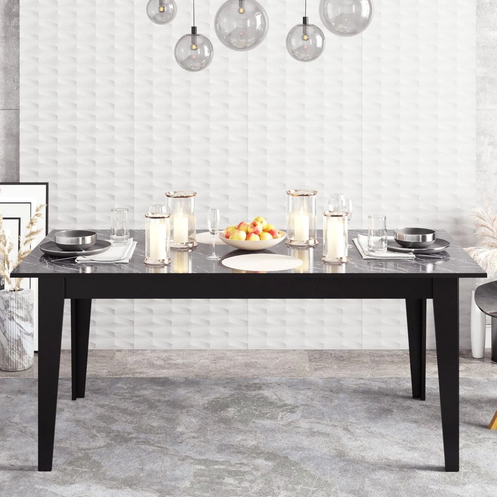 Mesa de jantar SIENA, bilaminado mármore preto 180 x 90 cms