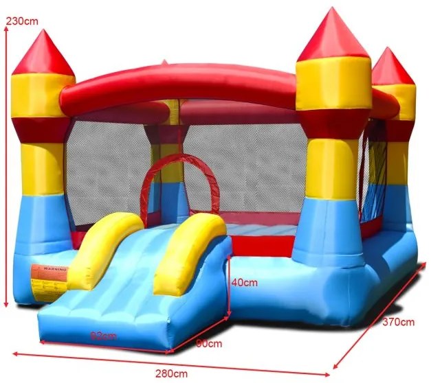 Castelo insuflável com escorrega para crianças 370x280x230cm (Sem compressor) Multicolorido