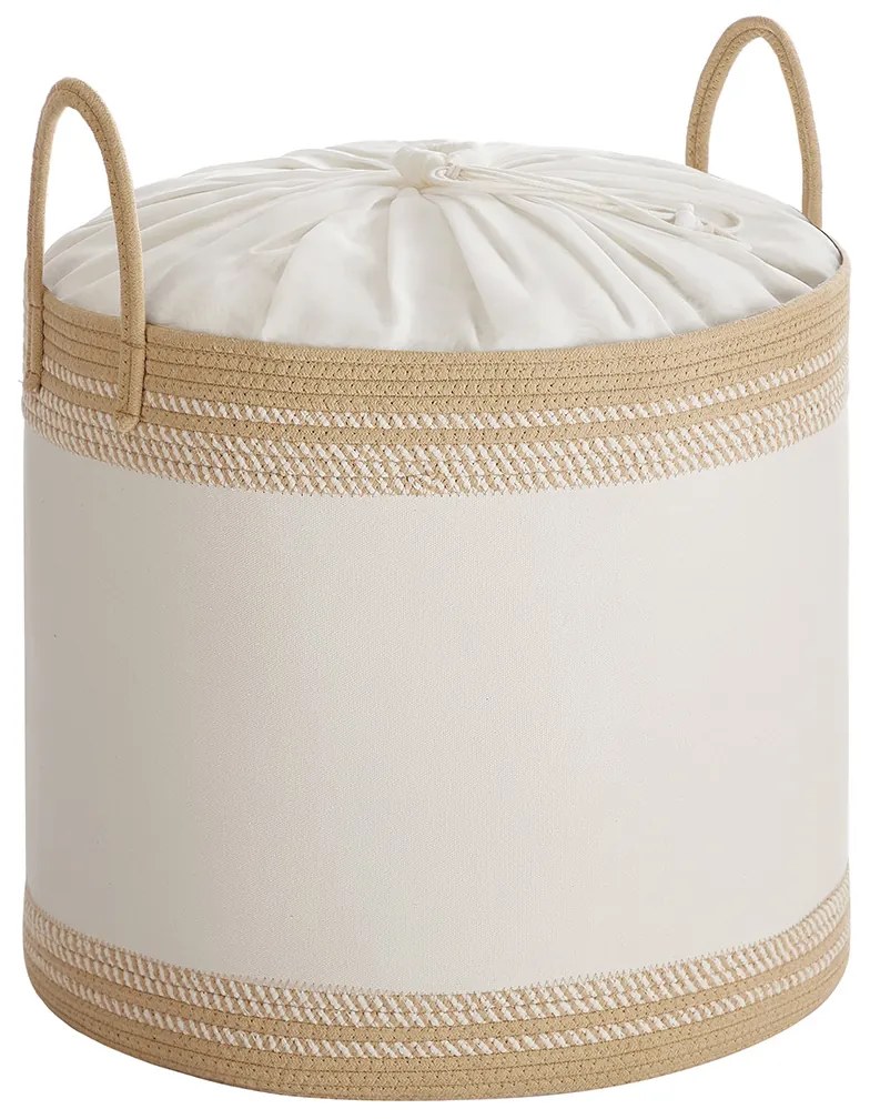 Cesto para roupa suja 90 L com tampa e pega 50 x 50 x 46 cm castanho camelo