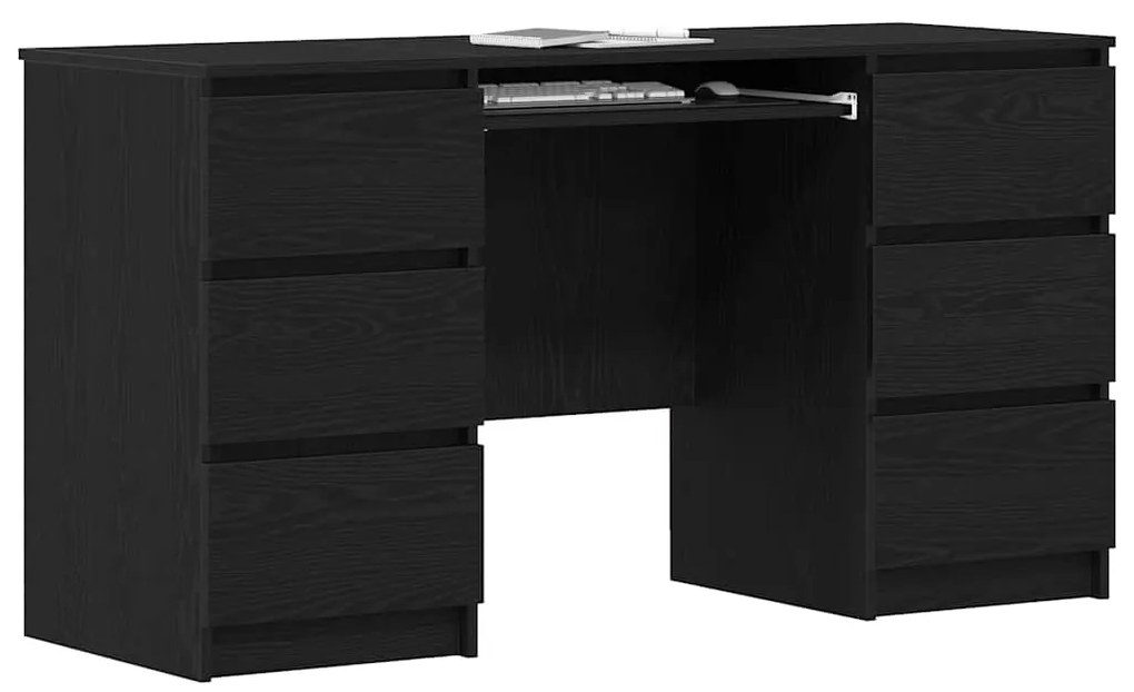 Mesas 2 pcs Madeira de Carvalho Preta 140x50x76 cm Madeira de Engenhar