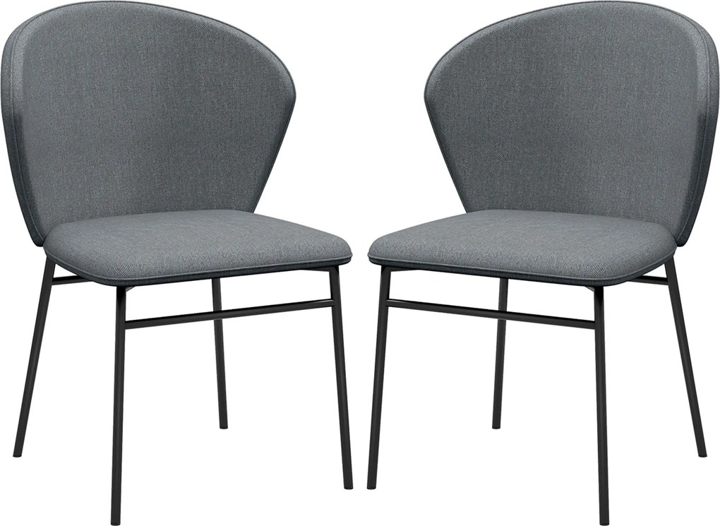 Conjunto de 2 cadeiras de sala de jantar com assento estofado em tecido com aspeto de linho (MESA NÃO INCLUÍDA) pés de aço estáveis, design moderno, c