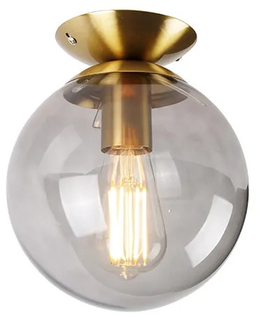 Luminária de teto Art Déco de latão com vidro fumê - Pallon Art Deco