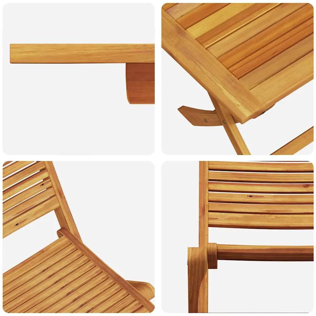 Conjunto de Jantar de Jardim Manual 5 pcs Madeira Natural Médio