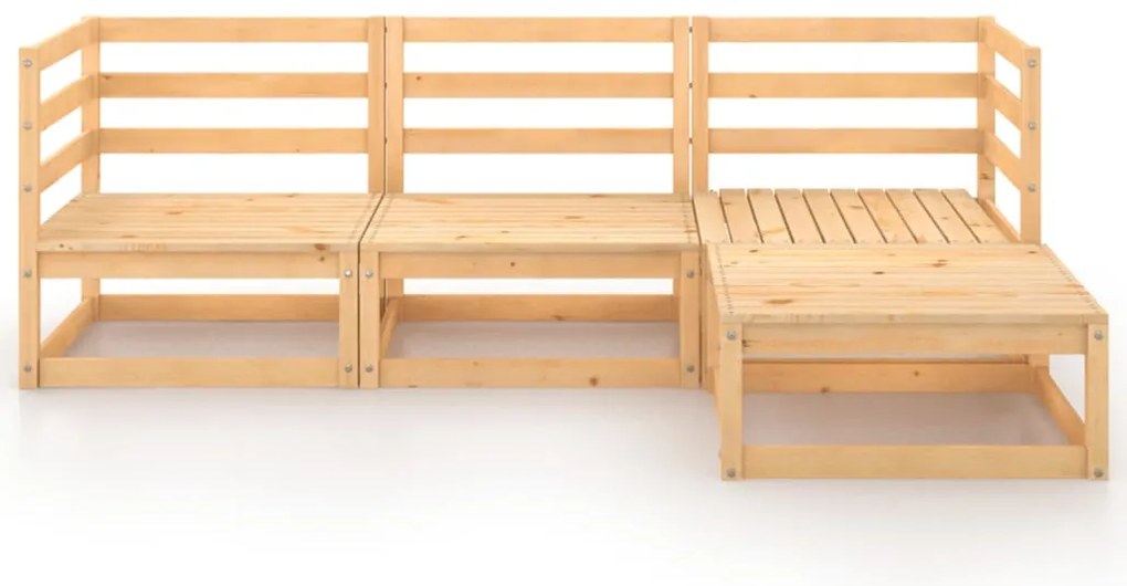 4 pcs conjunto lounge de jardim pinho maciço