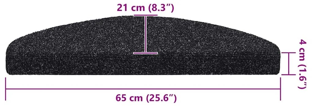 Tapetes de escada autoadesivos 20 pcs 65x21x4 cm preto