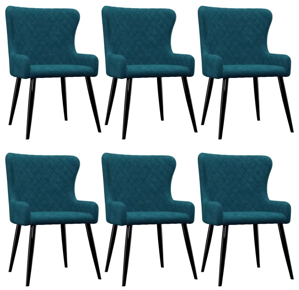vidaXL Cadeiras de jantar 6 pcs veludo azul