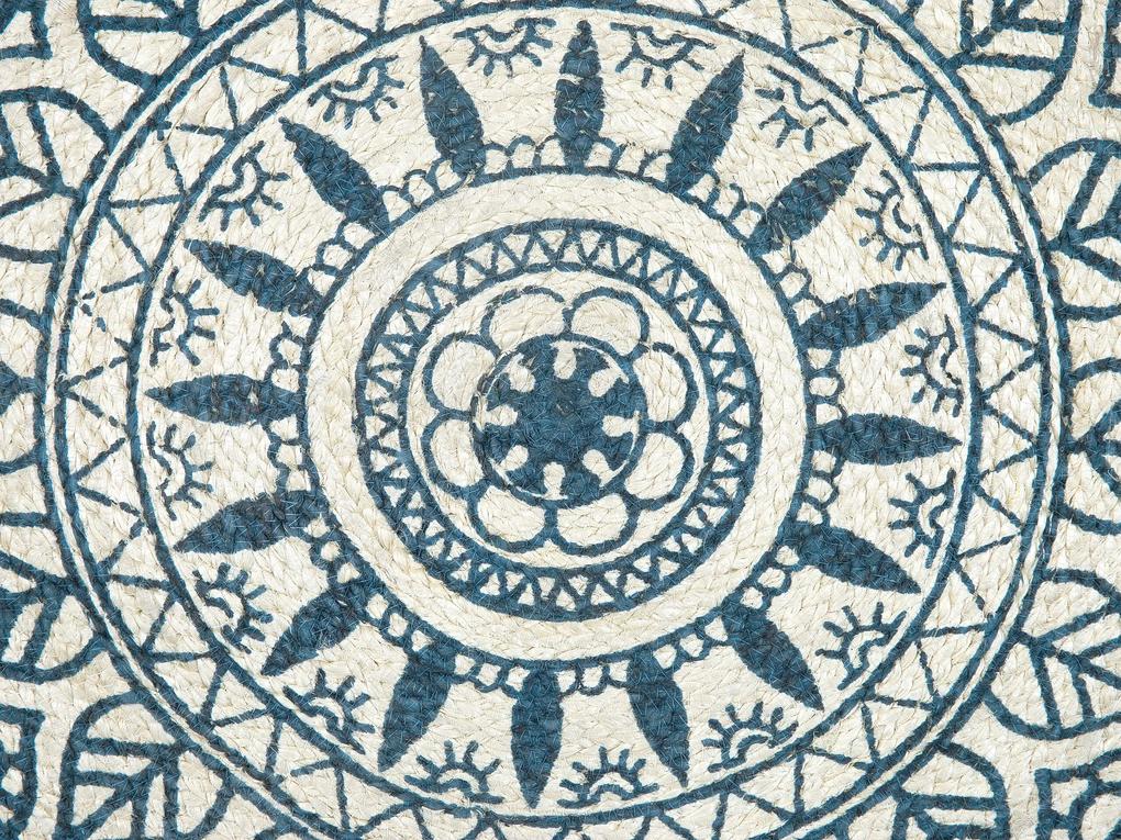 Tapete redondo de juta azul ⌀ 120 cm ANADERE Beliani