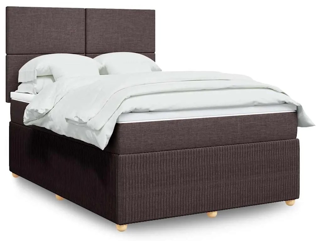 Cama com molas/colchão 160x200 cm tecido castanho-escuro