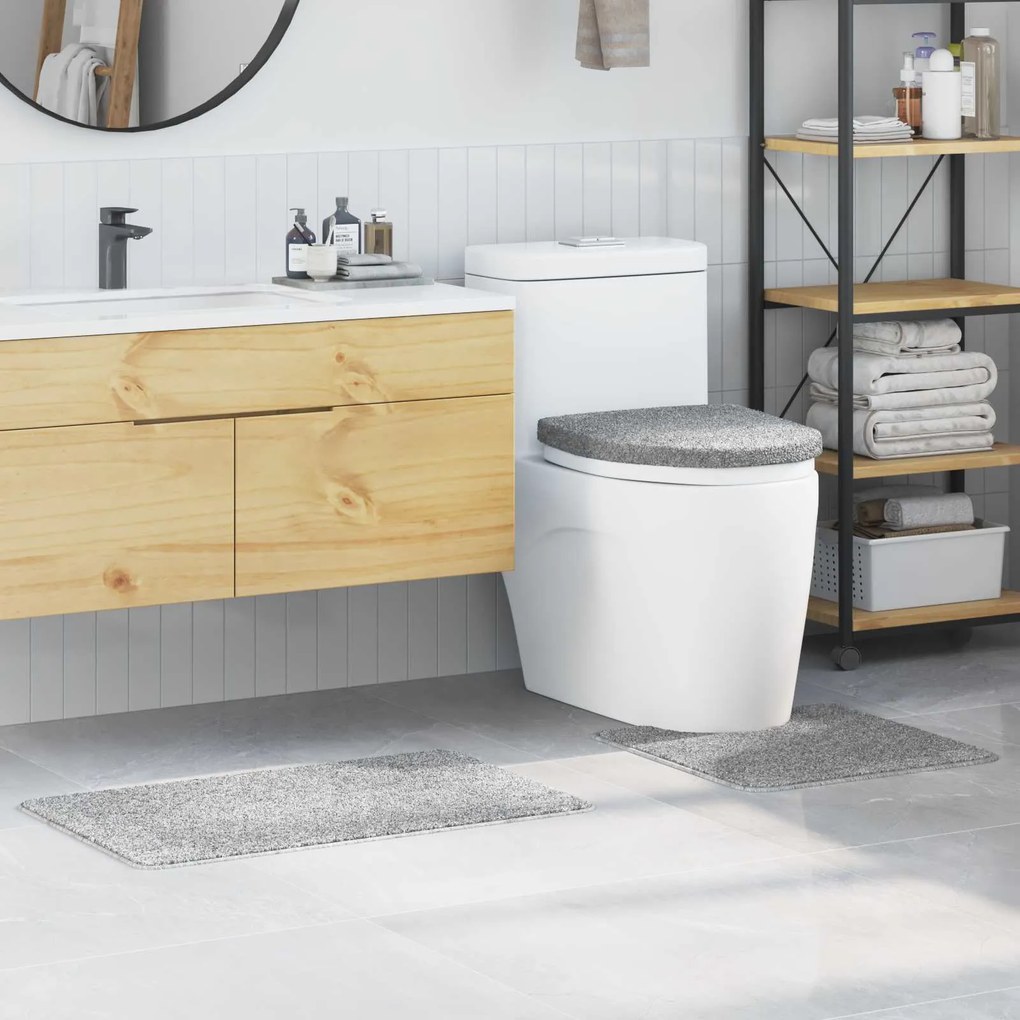 vidaXL Conjunto de Tapetes de Banho Antiderrapantes 3 pcs Cinzeto PP