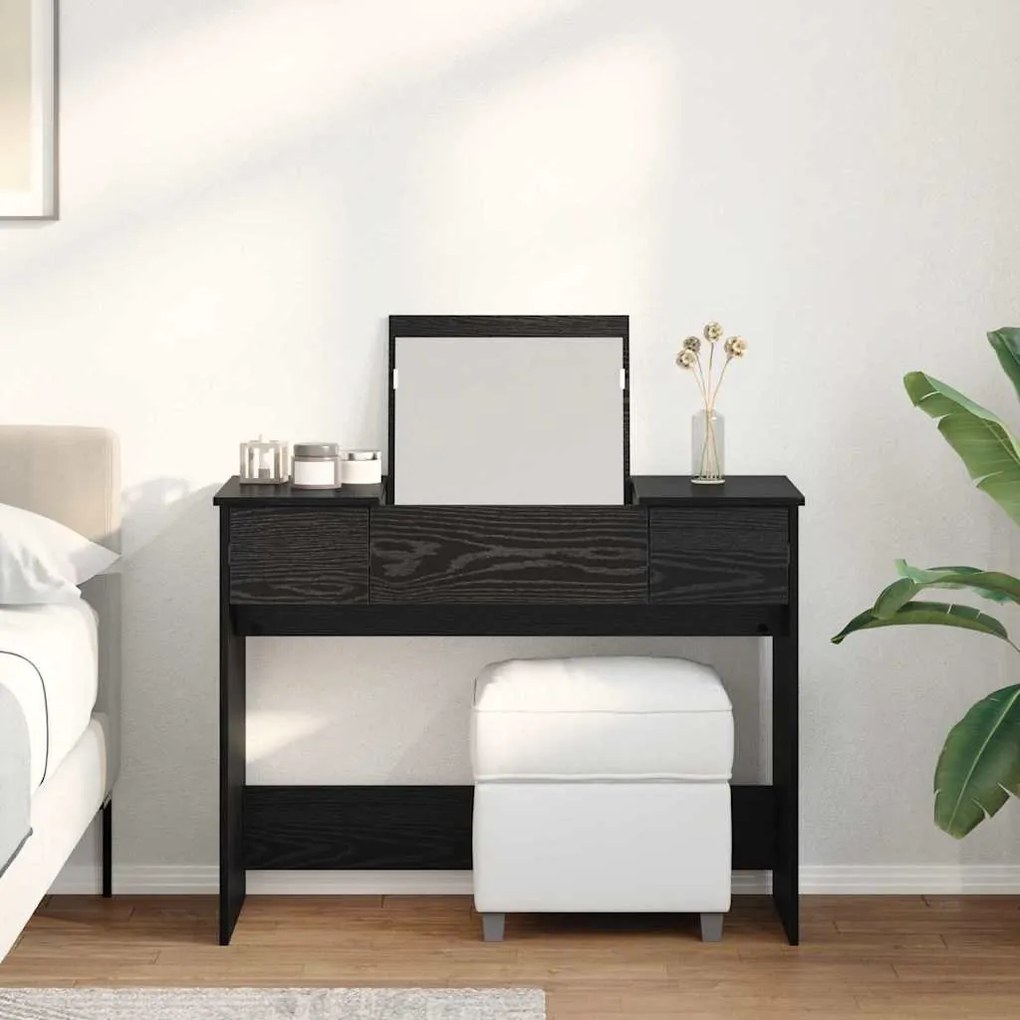 Mesa de Maquiagem com Espelho Preto 100x45x76 cm