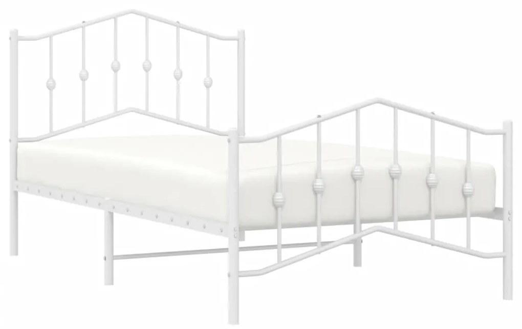 Estrutura de cama com cabeceira e pés 100x190 cm metal branco