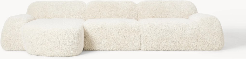 Sofá de canto modular em teddy Wolke (4 lugares)