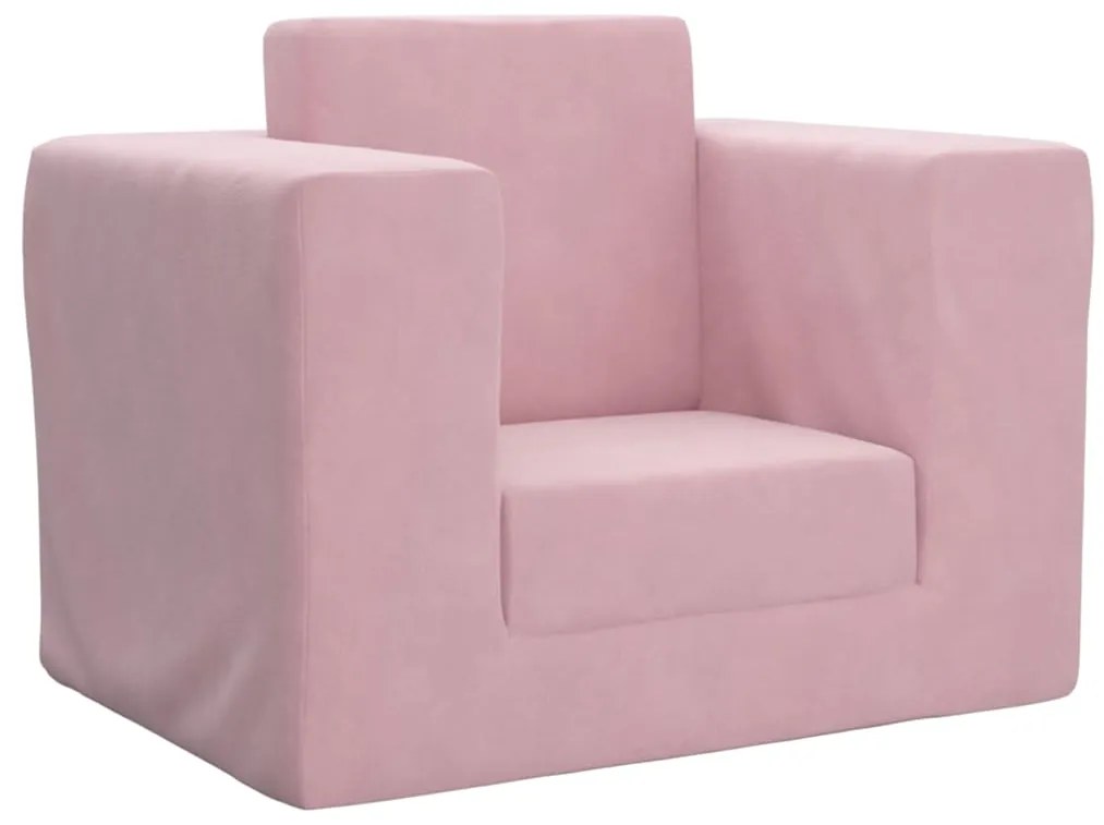 vidaXL Sofá-cama infantil de pelúcia rosa