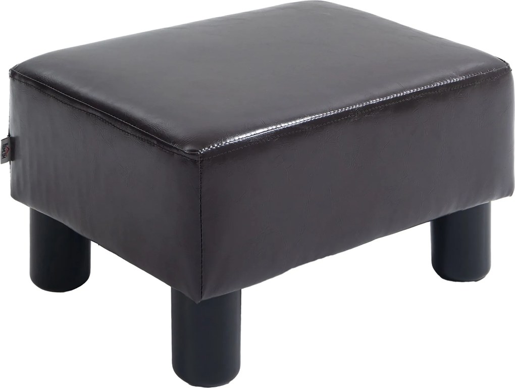 HOMCOM Pufe revestido em tecido com aspecto de couro sintético, até 110 kg, café, 40 x 30 x 24 cm | Aosom Portugal