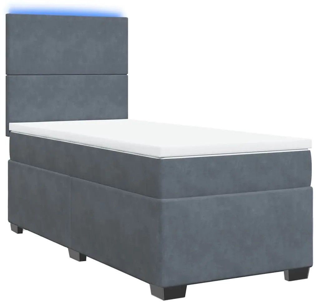Cama com molas/colchão 80x200 cm veludo cinza-escuro
