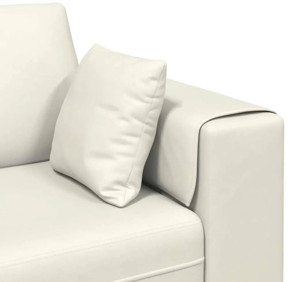 Sofá de Veludo com almofada com travesseiro Creme 208 cm Veludo