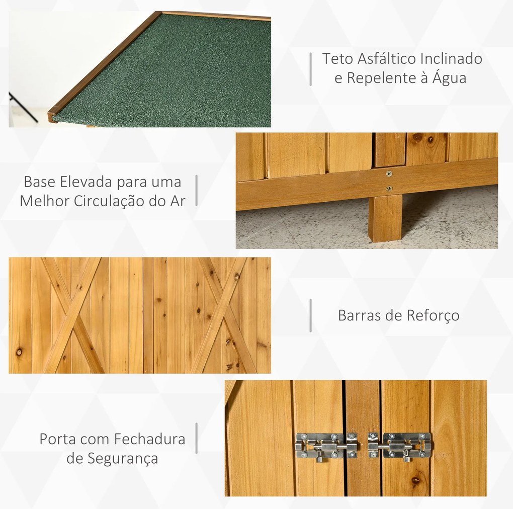 Abrigo de Jardim de Madeira 140x75x160cm Galpão para Armazenamento de