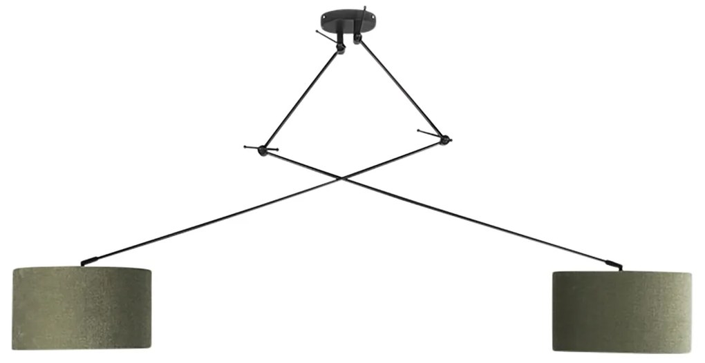 Candeeiro de suspensão inteligente preto com abajur 35 cm verde incl. 2 Wifi A60 - Blitz