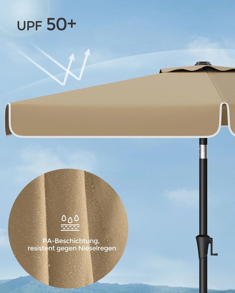 Guarda-sol de jardim 300 x 200 cm retangular sem base taupe