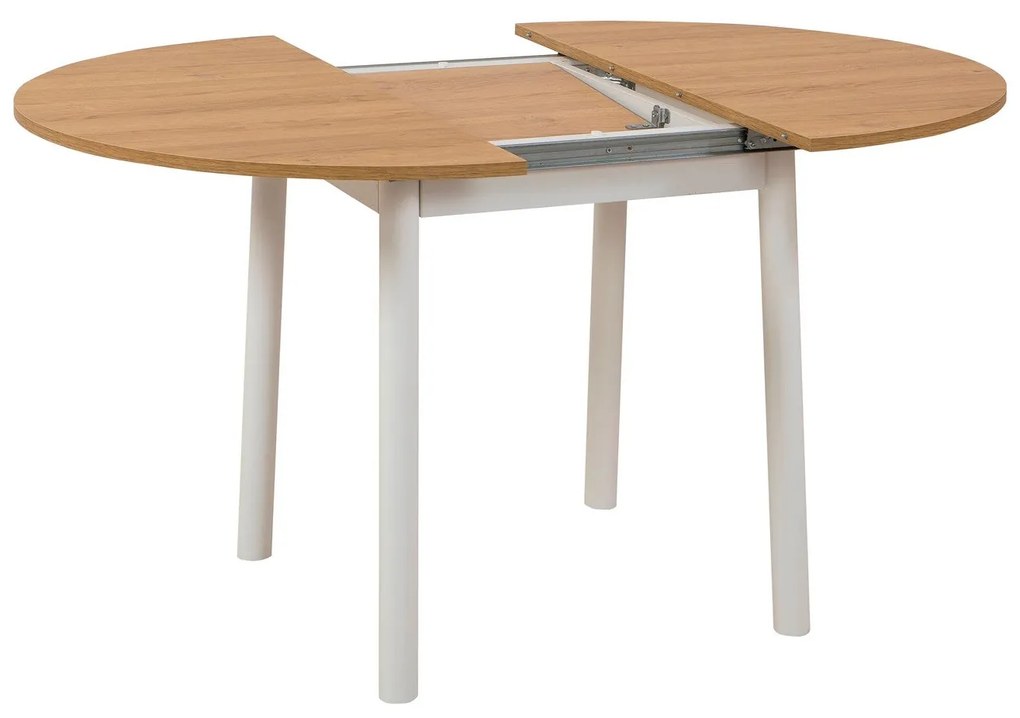 Mesa de Jantar Extensível Oliver – Carvalho e Branco – 100/131x75x100